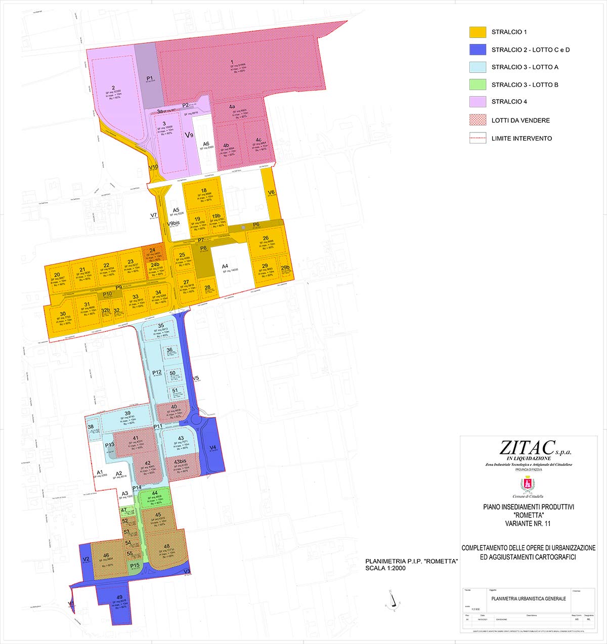 Mappa dell'area di Rometta con suddivisione in lotti - CLICK PER PLANIMETRIA AREA [.pdf 1.475 kb]